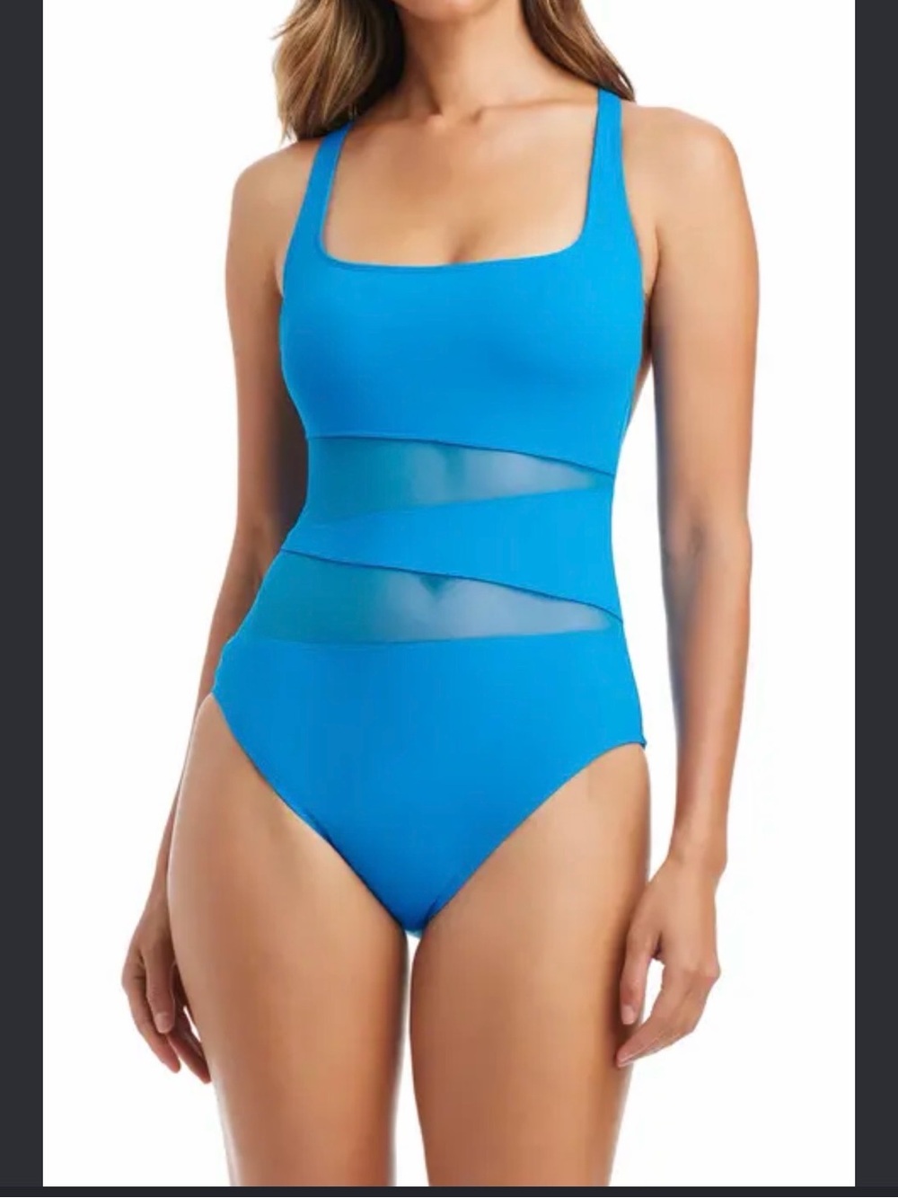 Bleu Rod Beattie Bright Blue Mesh-Panel One-Piece Swimsuit